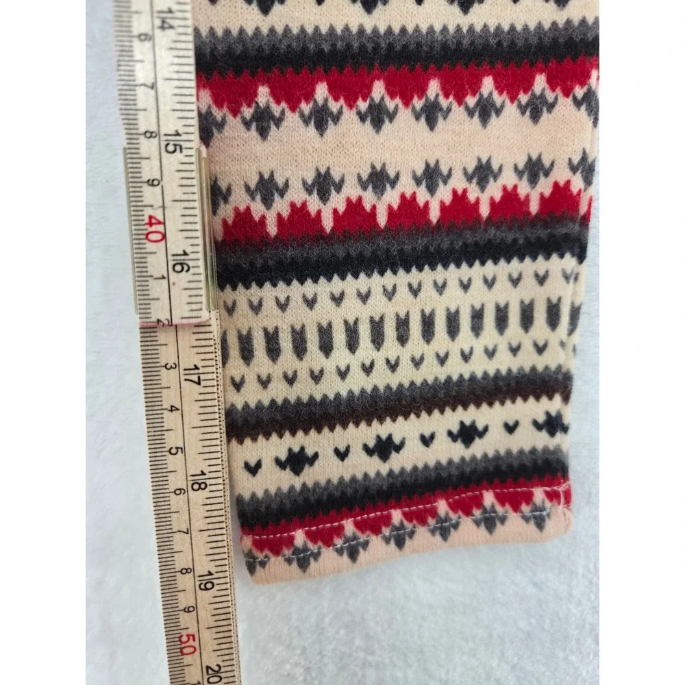 NWT A'reve Fair Isle Leg Warmers Crochet Lace Trim Boho Cottagecore Red Cream